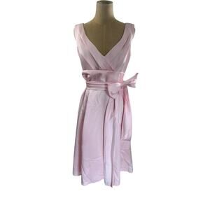 "DA VINCI"‎ Light Pink Fit & Flare Dress SZ 12 Pink Bow Belted Sash Hoco Wedding